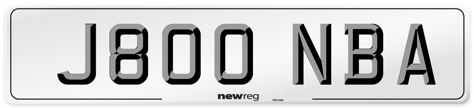 J800 NBA Number Plate from New Reg